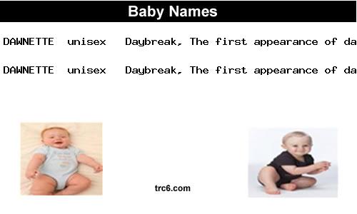 dawnette baby names
